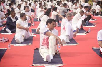 Thousands participate in Yoga Utsav to mark 50 days countdown to International Day of Yoga at Sivasagar, Assam