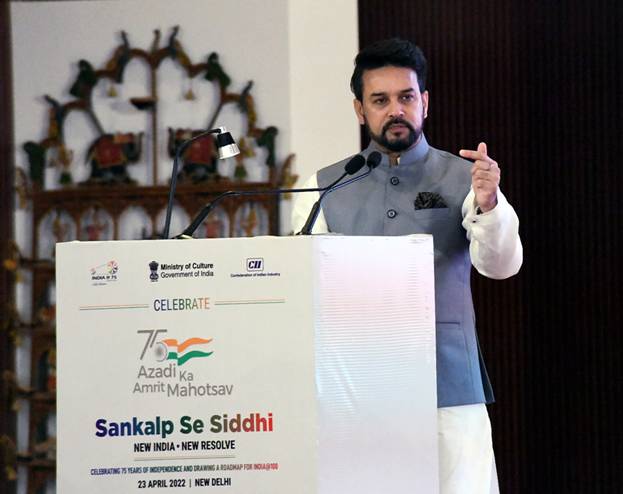 Shri Anurag Thakur addresses the session on “Volunteer Engagement Strategy for India@100” in the conference on Sankalp se Siddhi: New India New Resolve organised under Amrit Mahotsav