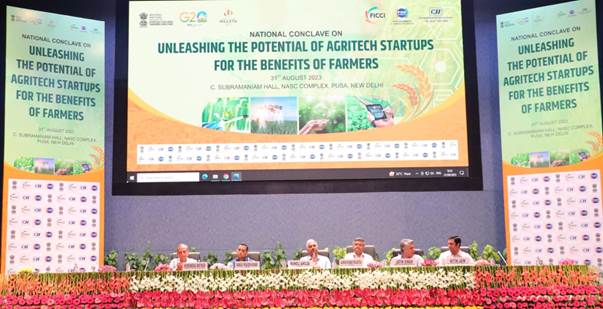 Ministry of Agriculture and Farmers Welfare in partnership with FICCI, CII & PHDCCI organises a National Conclave “Unleashing the Potential of AgriTech Startups for the Benefit of Farmers,” here today
