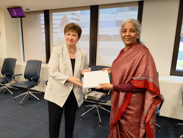 Finance Minister Smt. Nirmala Sitharaman meets IMF Managing Director Ms  Kristalina Georgieva in Washington D.C.