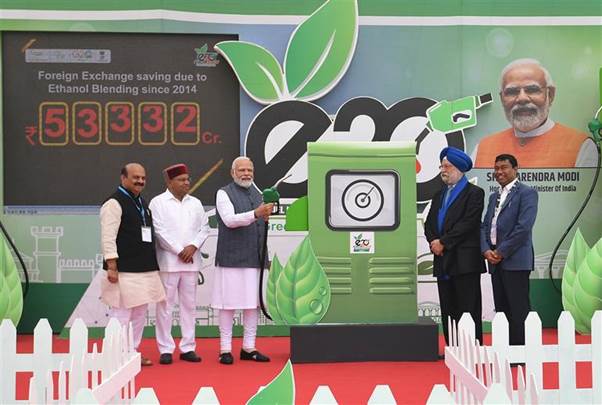 Prime Minister launches E20 Fuel & flags off Green Mobility Rally in