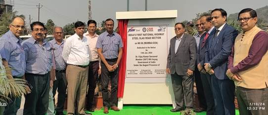 मुंबई-गोवा राष्ट्रीय महामार्ग क्रमांक 66 वरील भारतातील पहिल्या राष्ट्रीय महामार्ग स्टील स्लॅग रस्ता भागाचे उद्घाटन