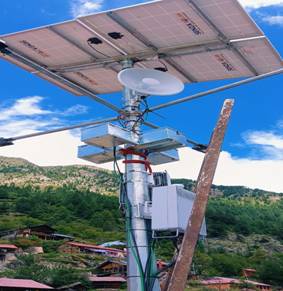A satellite dish on a poleAI-generated content may be incorrect.