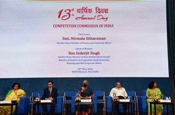 Union Finance & Corporate Affairs Minister Smt. Nirmala Sitharaman participates in the 13th Annual Day commemoration of the Competition Commission of India