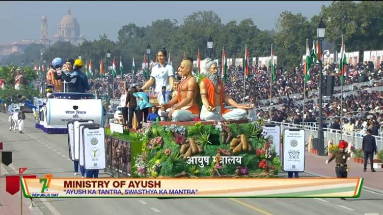 Ayush Tableau Captivates Audience at the 77th Republic Day Parade