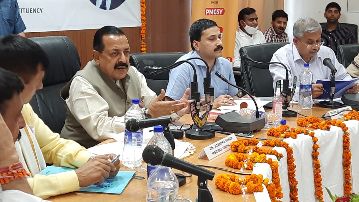 Union Minister Dr Jitendra Singh reviews a record 68 roads completed under Pradhan Mantri Gram SadakYojana (PMGSY) at Kathua in Jammu