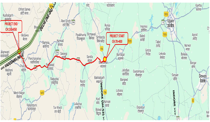 A map with a red line