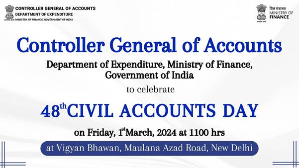 Finance Secretary Dr. T.V. Somanathan to preside over as Chief Guest for the 48th Civil Accounts Day celebrations in New Delhi tomorrow