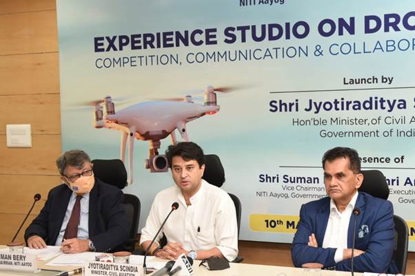 Union Minister Jyotiraditya Scindia Launches NITI Aayog’s Experience Studio on Drones