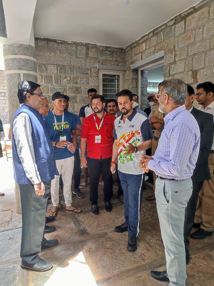 Shri Anurag Thakur interacts with participants from various universities ahead of Khelo India University Games 2021 at Bengaluru