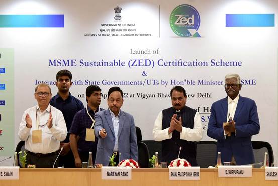 Shri Narayan Rane launches MSME Sustainable (ZED) Certification Scheme, interacts with Principal Secretaries of States/UTs on synergizing efforts, developing focused approach to prepare MSME ecosystem for the future.