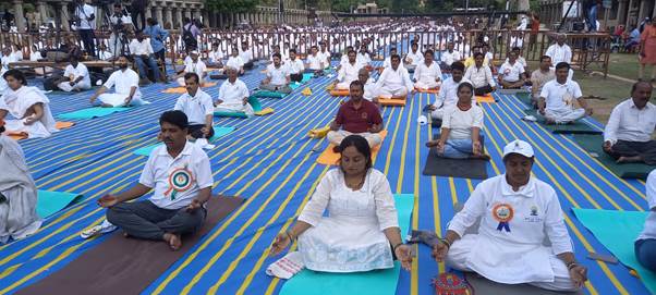 Shri Pralhad Joshi Inaugurates International Yoga Day Celebrations at World Heritage Site Hampi