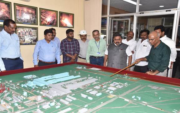 Sri Vaddepalli Ramchander Hon'ble Member National Commission for Scheduled Caste being explained about the steel making process at visakhapatnam steel plant.jpg