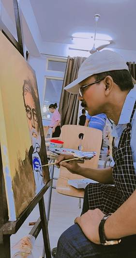 A person painting a pictureAI-generated content may be incorrect.