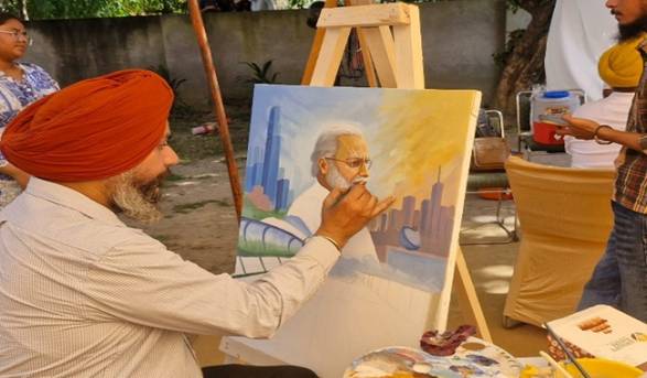 A person painting a pictureAI-generated content may be incorrect.