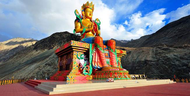 Maitreya Buddha in Nubra valley in Ladakh