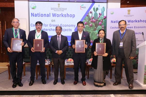 Union Minister Shri Giriraj Singh addresses one day national workshop on cactus for green economy in watershed projects yesterday through video conferencing