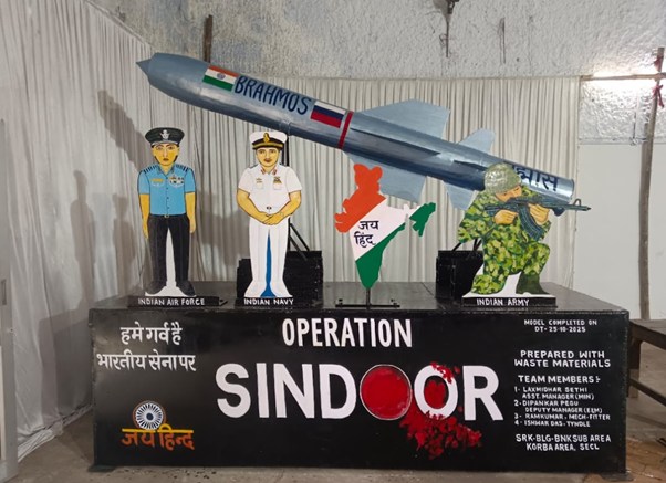 A display of military figures and a missileDescription automatically generated